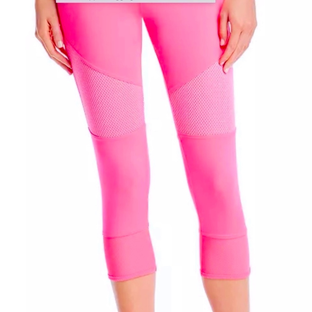 Adidas by Stella McCartney Hot Pink Essential Mesh Inset Cropped Leggings in XS